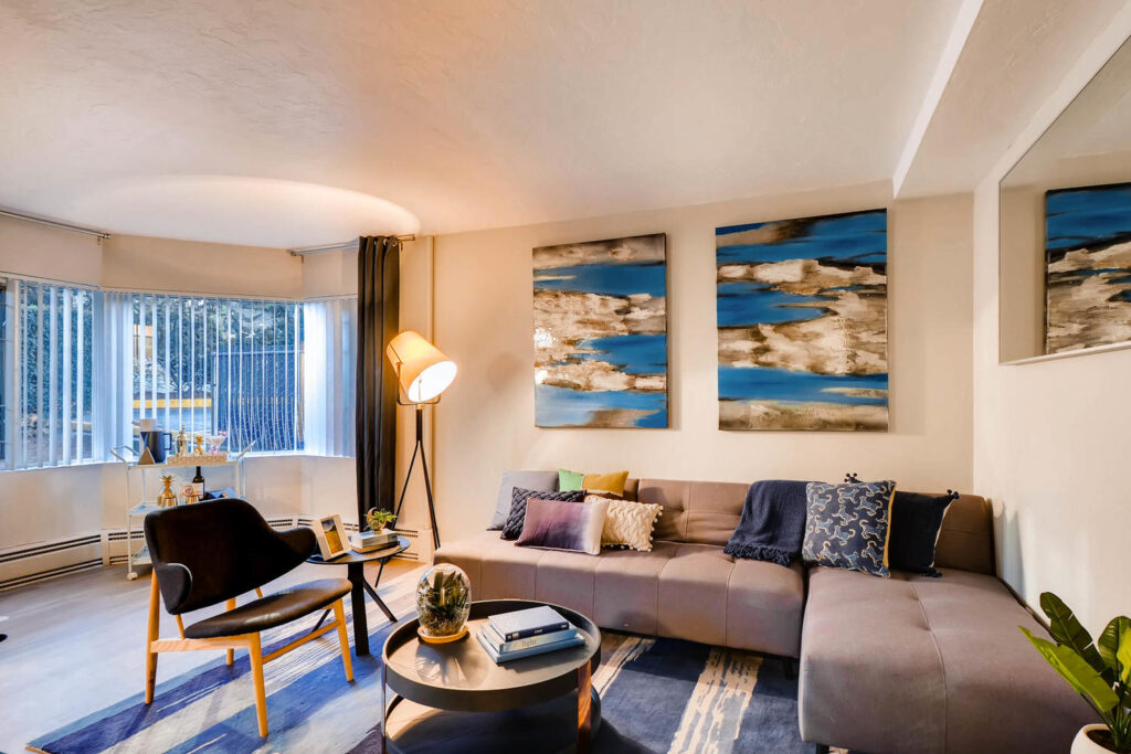 Living room with large windows