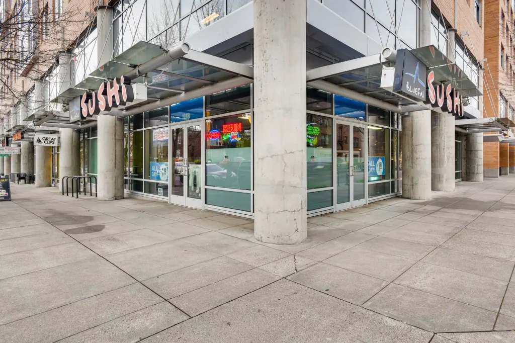 Outdoor view of Blue fin sushi restaurant