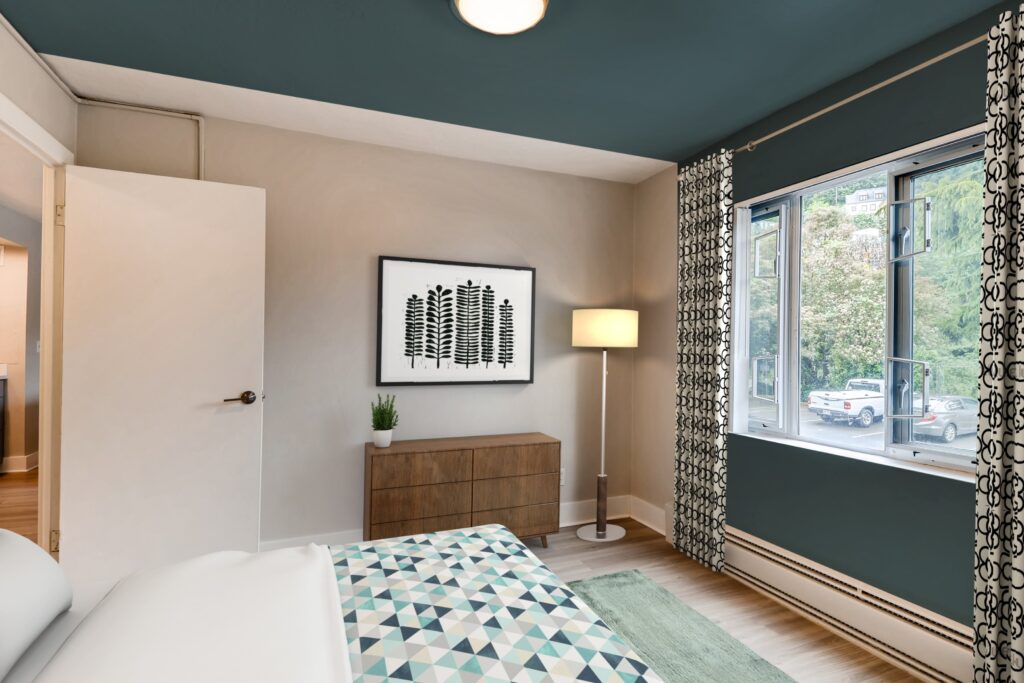 Bedroom with large window