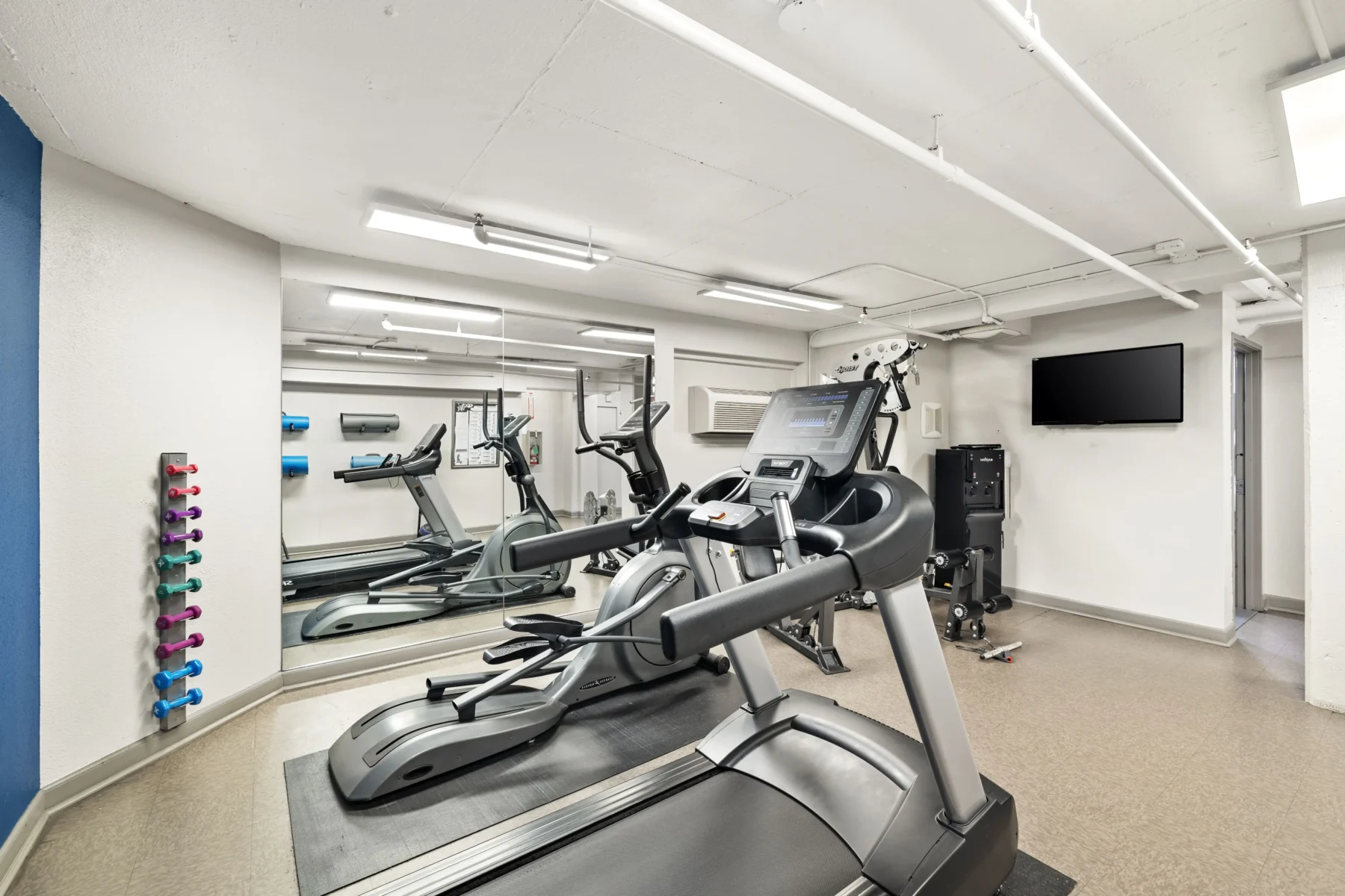 Fitness center with cardio machines and multi cable station